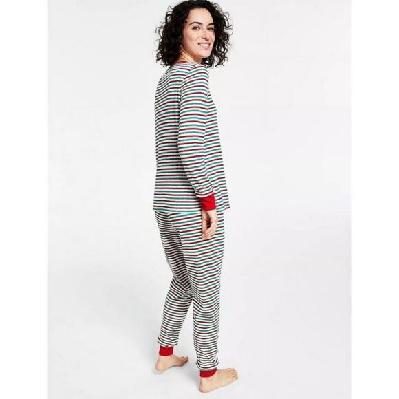 Family Pajamas Matching Women's Thermal Waffle Holiday Stripe Pajama Set small - Picture 2 of 7